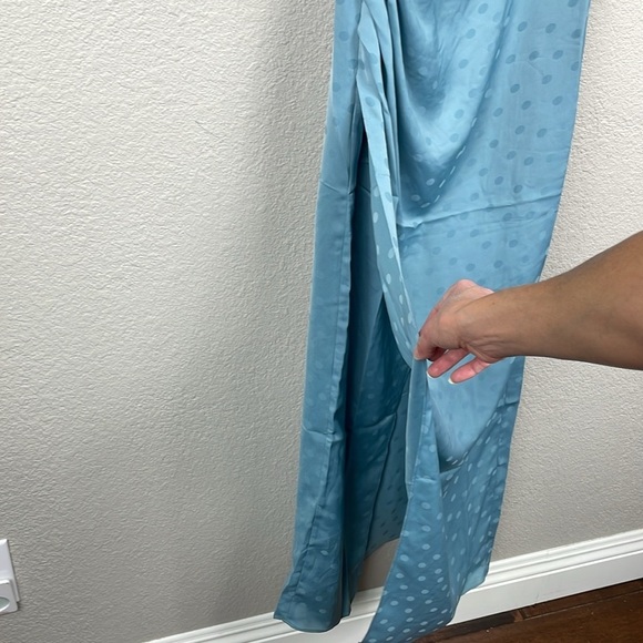 New Favorite Daughter The Singles Table Dress Polka Dot Slate Blue Maxi Sz 2 - Picture 7 of 15